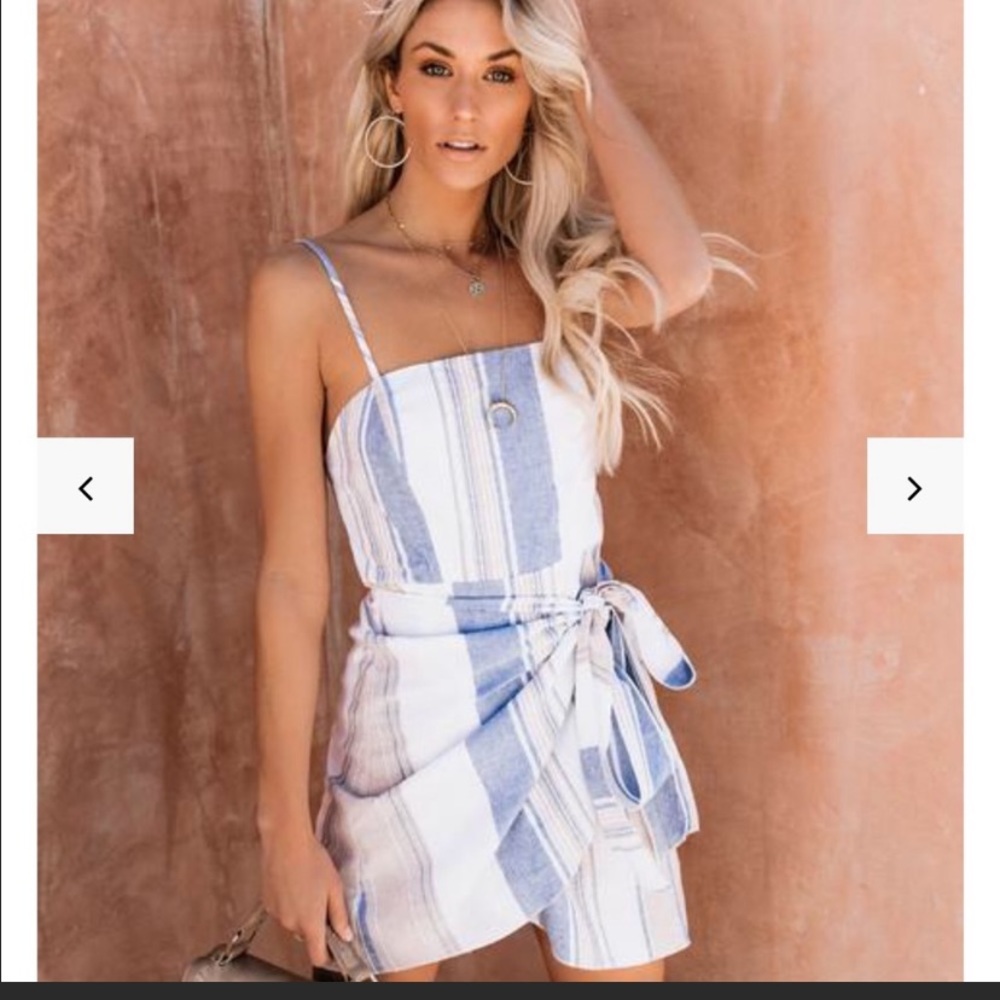 Vici Sundae Striped Cotton Blend Wrap Dress
